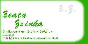 beata zsinka business card